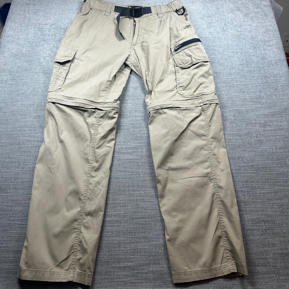 BC Clothing Co Convertible Cargo Pants Mens L x 34 Khaki  Zip Off Hiking